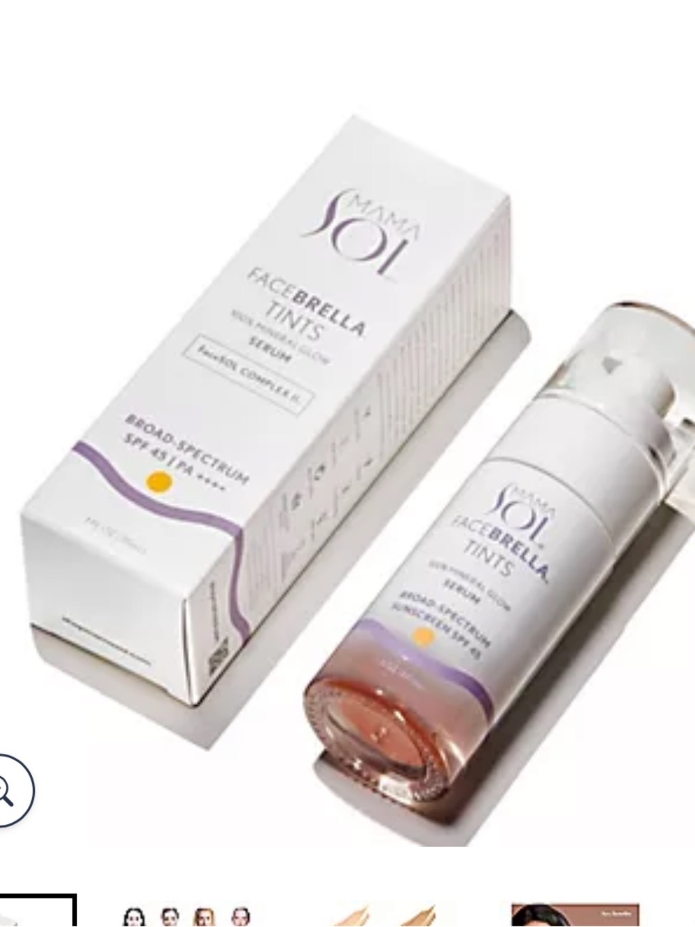 Facebrella tints mama Sol Mineral Glow Serum SPF 45 — light